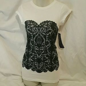 NEW! Flirty, fun, faux bustier T-shirt!